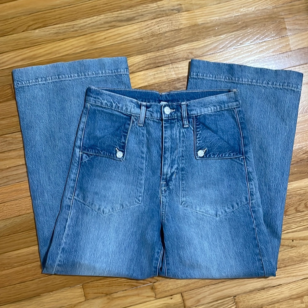 Gap high rise wide leg jeans with folded pocket detail